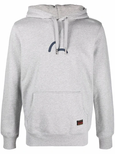 Evisu Logo-print Cotton Hoodie In Grey