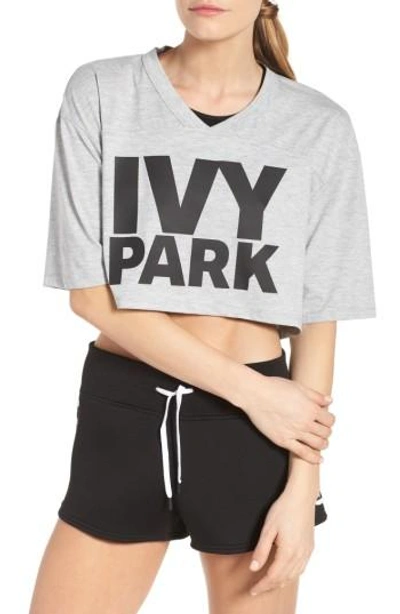 Ivy Park Logo Crop Tee In Light Grey Marl