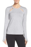 Alo Yoga Mantra Keyhole Top In Alloy Heather