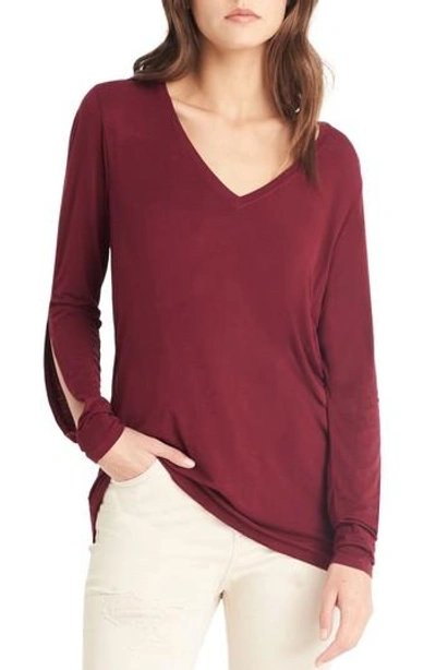 Michael Stars Slit Sleeve Top In Garnet