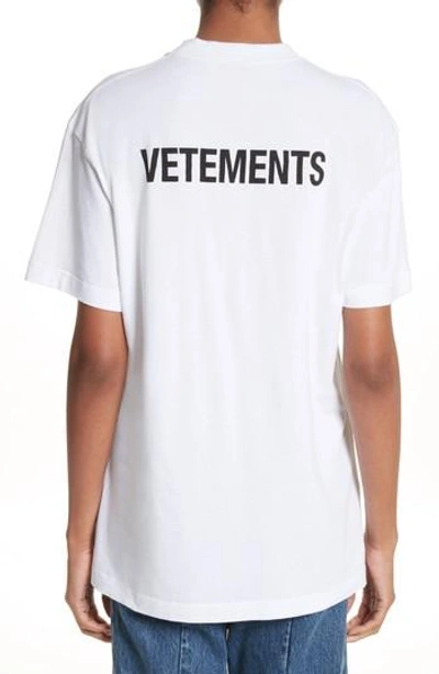 Vetements Staff Basic Logo Tee In White/ Print