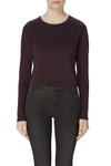 J Brand Carolina Long Sleeve Crop Tee In Aubergine