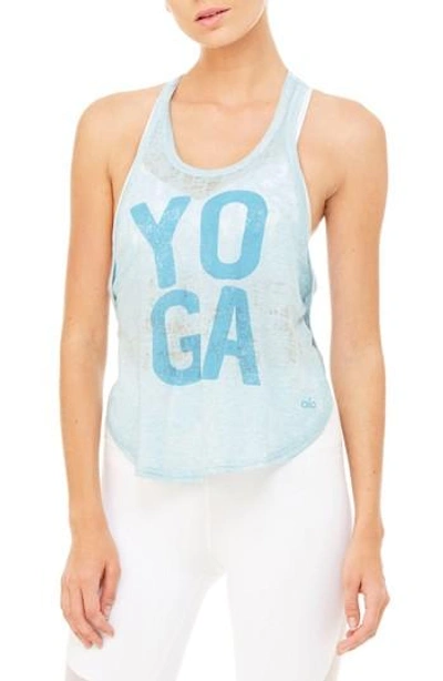 Alo Yoga Side Slit Graphic Tank In Saltwater Heather