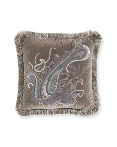Etro Kasbeth Embroidered Pillow With Fringe, 18x18