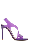 Gianvito Rossi 105mm Asymmetrical Plexi Stretch Sandals In Purple