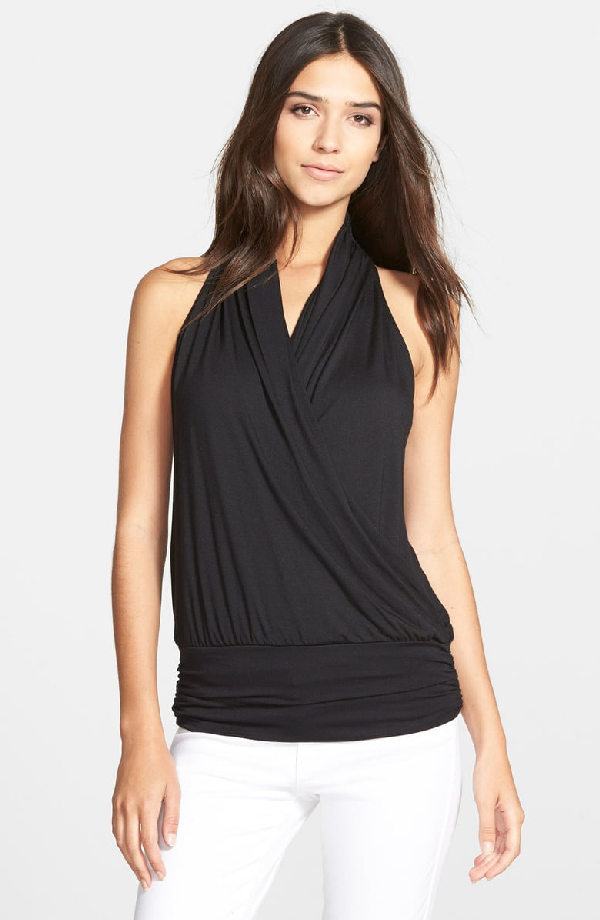 Amour Vert 'agnes' Surplice Tank In Black | ModeSens