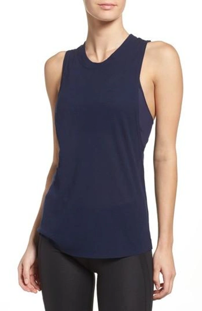 Alo Yoga Heat Wave Ribbed Muscle Tee In Rich Navy