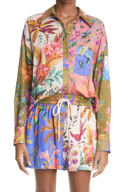 Zimmermann Tropicana Patchwork Floral-print Cotton-voile Shirt In Multicolor