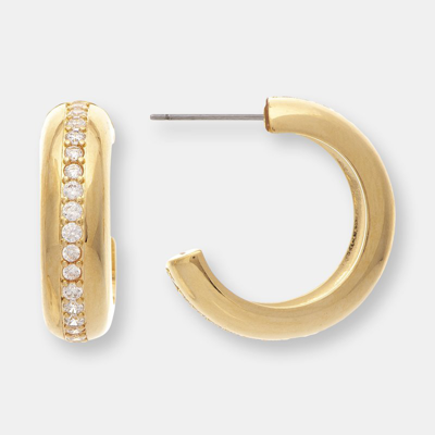 Rivka Friedman 18k Yellow Gold Plated Pave Cz Hoop Earrings