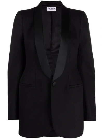Balenciaga Barathea Hourglass Tuxedo Jacket In Black