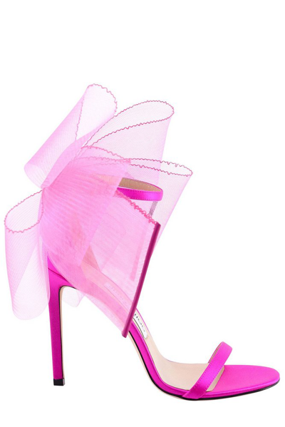 Jimmy Choo Pink Aveline 100 Fascinator Satin Sandals