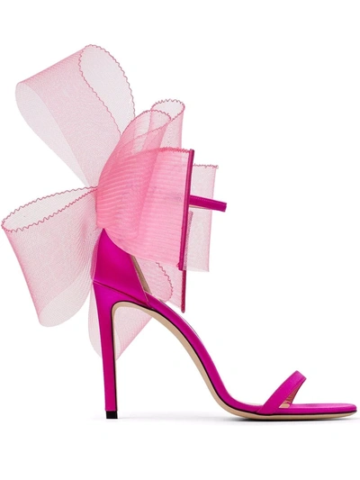 Jimmy Choo Pink Aveline 100 Fascinator Satin Sandals In Fuchsia