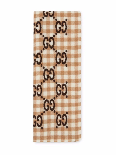 Gucci Babies' Gg Check Wool Blanket In Neutrals