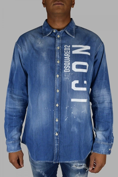 Dsquared2 Denim Shirt In Blue