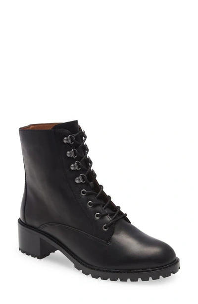 Madewell The Julien Lace-up Lugsole Leather Boot In True Black