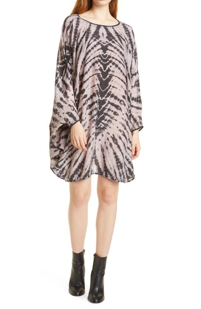 sachin and babi light blue dress 2024 White Black Tie Dye Casual Dress Abstract Flower Streetwear Dresses  Long Sleeve Modern Lady V Neck Design Oversize Chiffon Dress main image 1