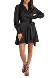 Vici Collection Satin Wrap Dress In Black