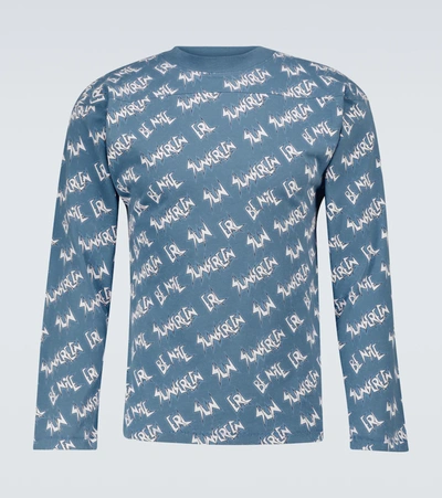 Erl Graphic-print Long-sleeve T-shirt In Blue