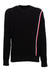 Moncler Stripe Waffle Stitch Cotton Sweater In Black
