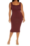 Naked Wardrobe Hourglass Midi Dress In Wine