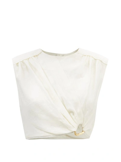 Aje Women's Byblos Ring-detailed Linen Crop Top In Ivory