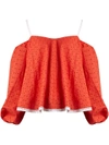 Anna October Puff-sleeve Off-the-shoulder Broderie-anglaise Top In Red