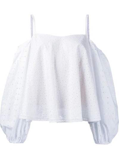 Anna October Puff-sleeve Off-the-shoulder Broderie-anglaise Top In White