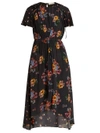 Preen Line Feben Gathered-detail Floral-print Midi Dress In Black Multi