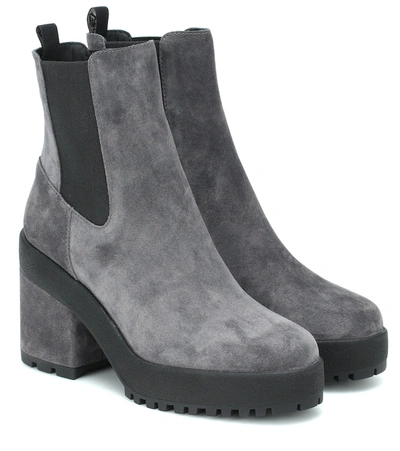 Hogan Suede Leather Boot In Grey