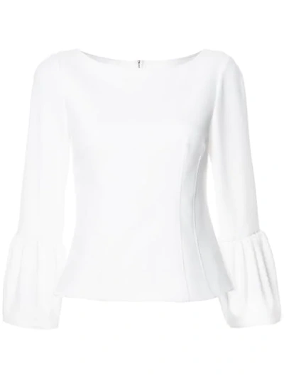 Tibi Bell-sleeve Corset Stretch-crepe Top In White