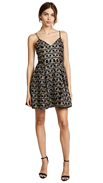 alice and olivia black and gold dress