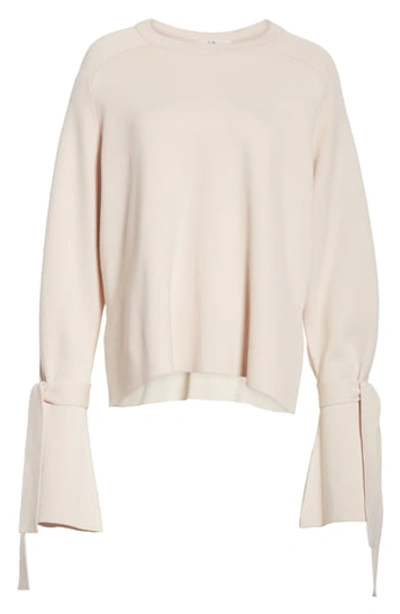 Tibi Merino Wool & Silk Bell Sleeve Pullover In Pale Blush