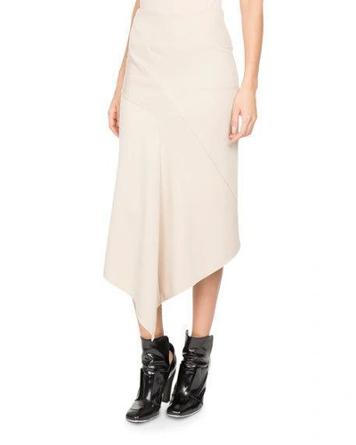 Atlein Jersey Asymmetric Midi Skirt In Taupe