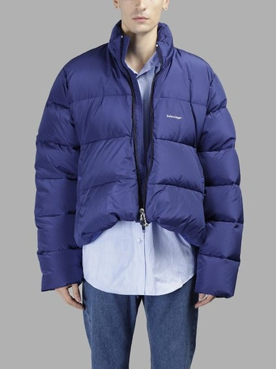 Balenciaga Blue Down C-shape Jacket | ModeSens