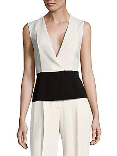 Narciso Rodriguez Cutout V-neck Top In White Black