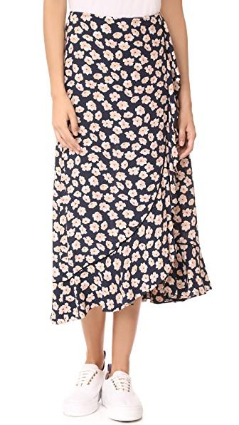 Ganni Montrose Crepe Skirt In Total Eclipse | ModeSens