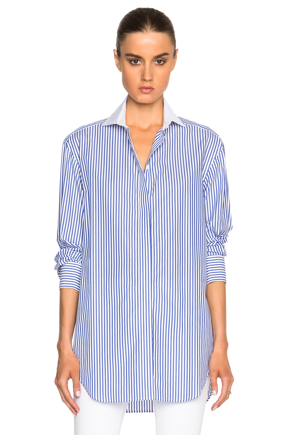 Victoria Beckham Stripe Shirting Man Shirt With Cufflinks In Blue ...