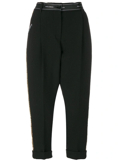 Dolce & Gabbana Sequinned Cropped Trousers - Black