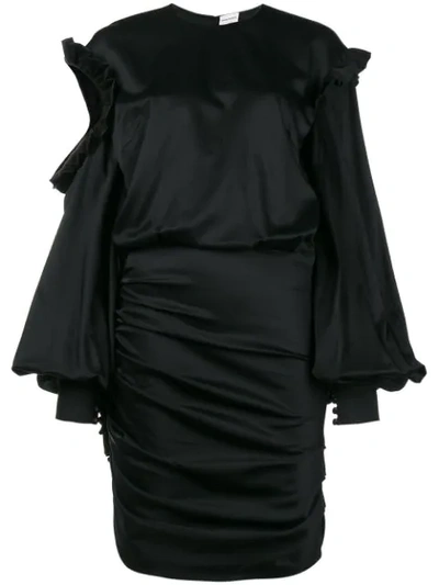 Magda Butrym Acapulco Ruffled Cutout Silk-satin Mini Dress In Black