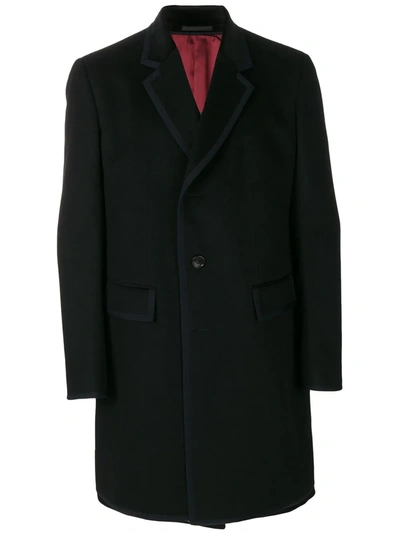 Gucci Contrast Trim Single Breasted Coat In Black