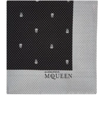 Alexander Mcqueen Skull & Dot-jacquard Silk Pocket Square In Black