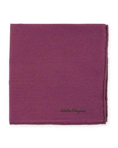 Ferragamo Solid Silk Twill Pocket Square, Purple