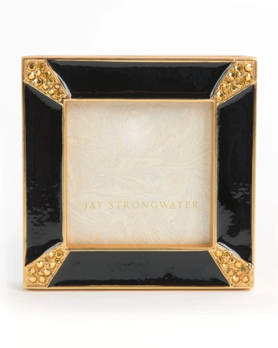 Jay Strongwater Black Leland Pave Corner 2" Picture Frame