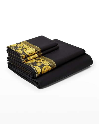 Versace Home Collection Medusa Amplified King Bed Set In Black-gold