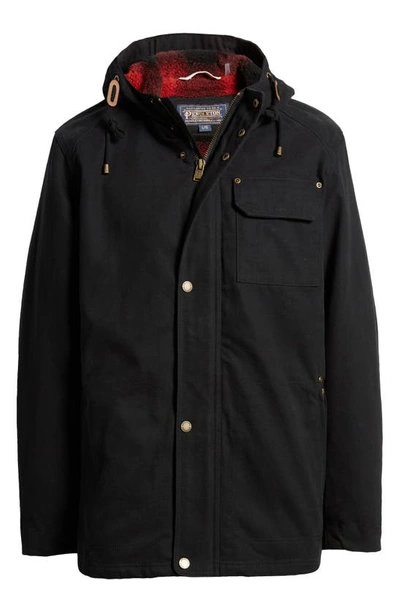 Pendleton Brothers Water Resistant Hooded Cruiser Jacket In Black