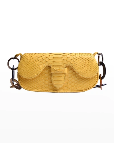 Adriana Castro Alicia Mini Python Shoulder Bag In Pineapple Yellow