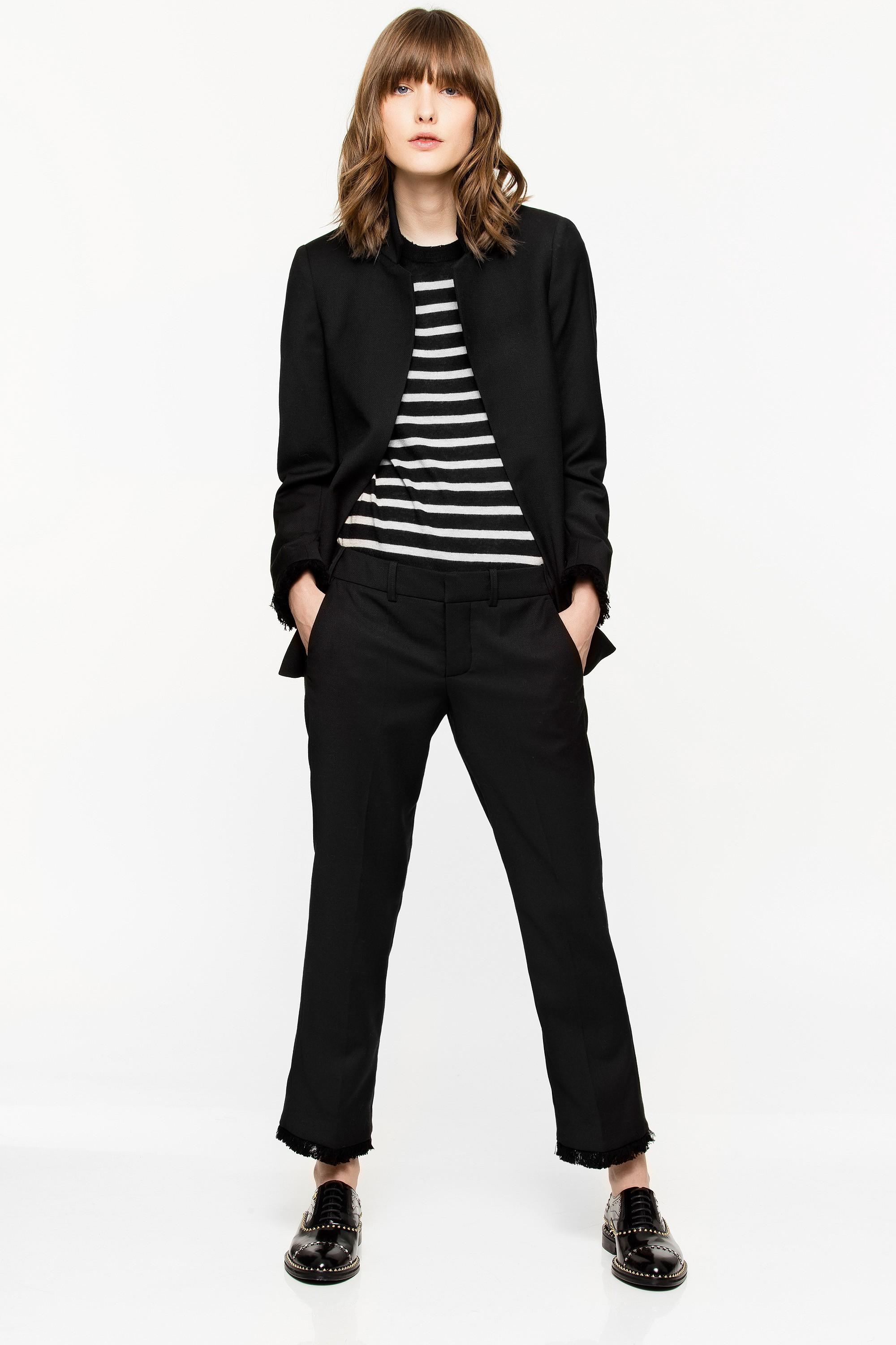 Zadig & Voltaire Miss Stripes Cashmere Sweater - Black | ModeSens
