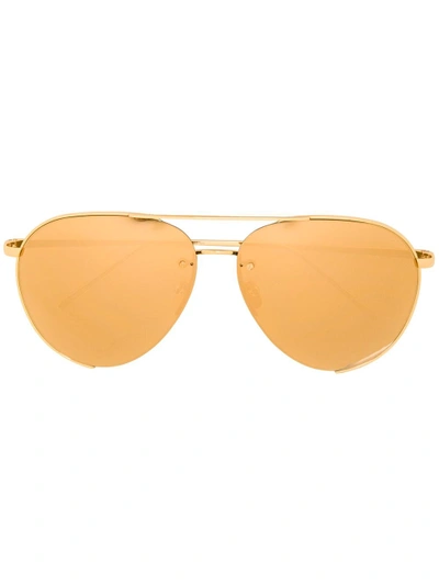 Linda Farrow Titanium Aviator Sunglasses In Gold