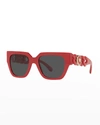 Versace Medusa Coin Square Acetate Sunglasses In Red
