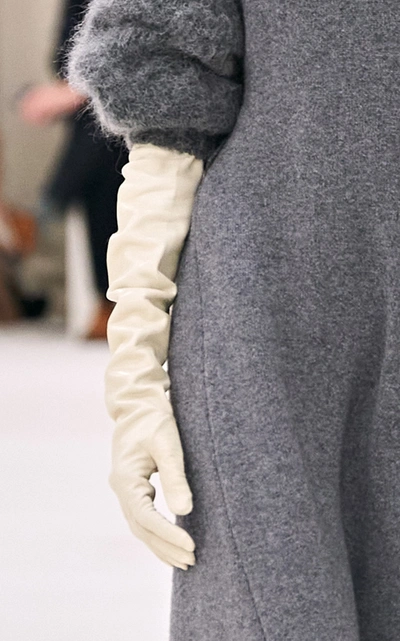 Jil Sander Women's Long Leather Gloves In White